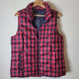Land’s End Vest buffalo plaid puffer red blue‎ Medium Womens 10-12 Gorpcore